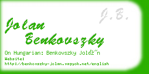 jolan benkovszky business card